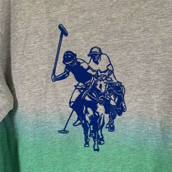 New Polo Assn Sweater Boys XXL 18 Grey Large Graphic Crew Neck Cotton Blend - Picture 2 of 6